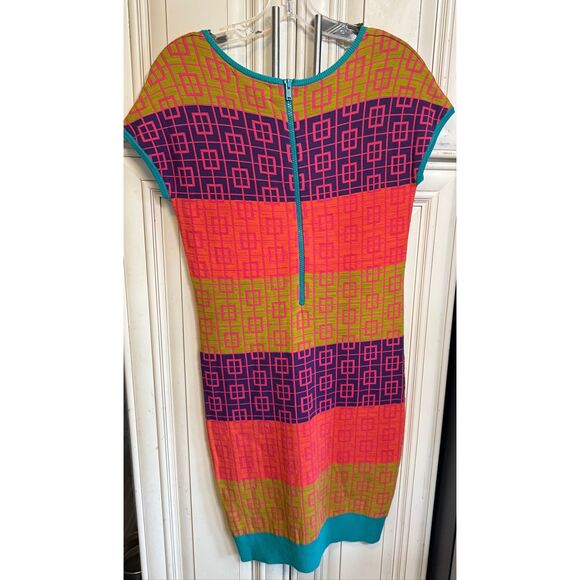 Nicole Miller Artelier Women's Geometric Knit Bodycon Dress Multicolor Medium - Picture 4 of 10